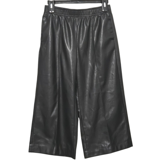 Velvet by Graham & Spencer Pants - Velvet By GrahamAndSpence Black Faux Leather Wide-Leg Pants Womens Size Medium